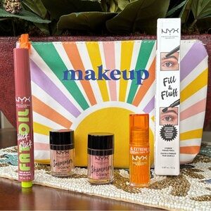 NYX Makeup Bundle Shimmer Down Eye Pigment Fat Oil Plumping Gloss Eyebrow Pencil